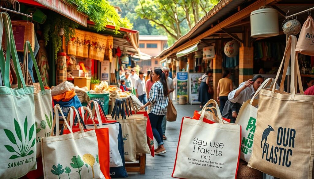 Larangan plastik: bisnis dan pedagang ramai uji coba kantong eco